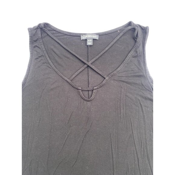 Lane Bryant Black Tank Top Sleeveless Shirt Criss Cross Lace Front 18/20 Plus Si - Picture 2 of 7